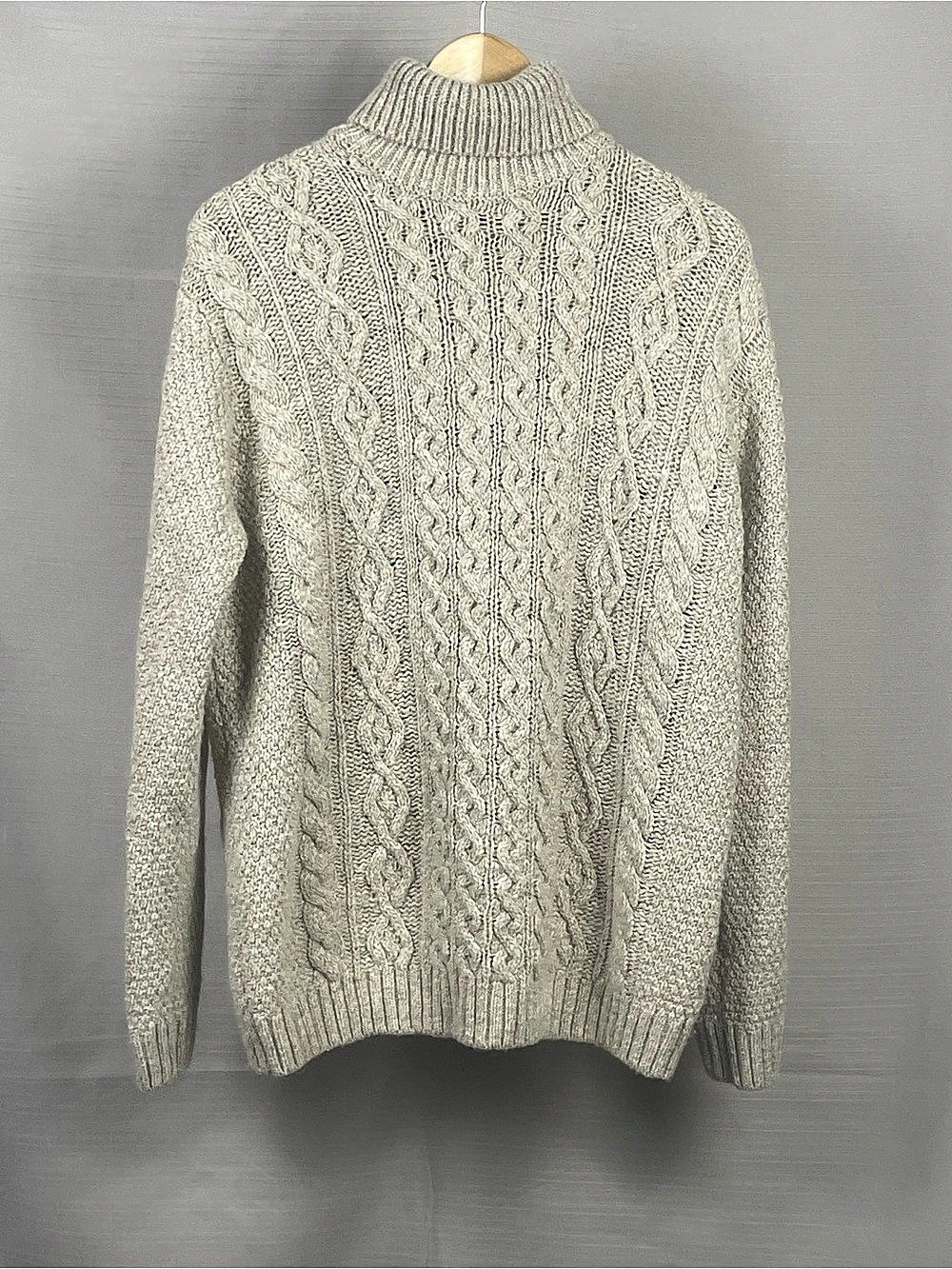Paolo Mondo Italian Cable Knit Turtleneck Sweater Wool Blend Sz L